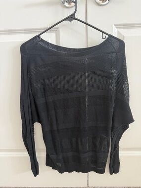 All-Saints Black Sheer Knit Lightweight Sweater